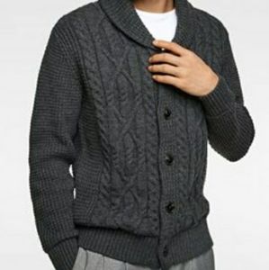 Zara Men gray cable knit cardigan